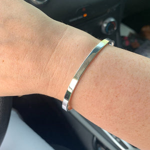 DK Bracelet - Bright Polished Sterling Silver Cuff Bracelet