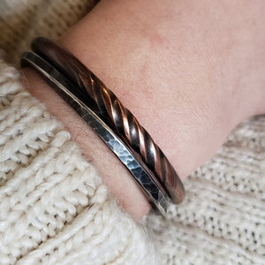 DUNCAN Bracelet - Hammered Twisted Sterling Silver Bracelet, Oxidized