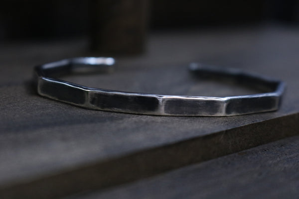 BOLTON Bracelet - Geometric Sterling Silver Cuff Bracelet, Oxidized