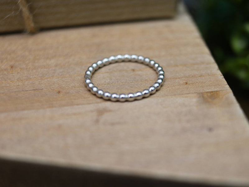 AUTUMN Ring - Full-Bead Wire Sterling Silver Stacking Ring, Minimal Ring, Midi Ring