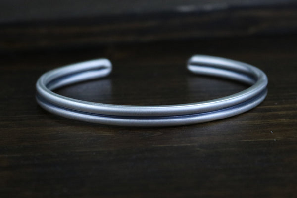 JENKINS Bracelet - Satin Finish Sterling Silver Double Bar Bracelet
