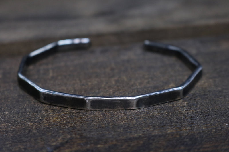 BOLTON Bracelet - Geometric Sterling Silver Cuff Bracelet, Oxidized