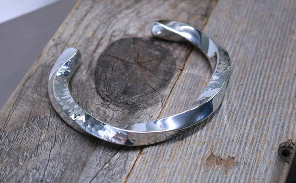 LYONS Bracelet - Heavy Hammered Twisted Sterling Silver Cuff Bracelet