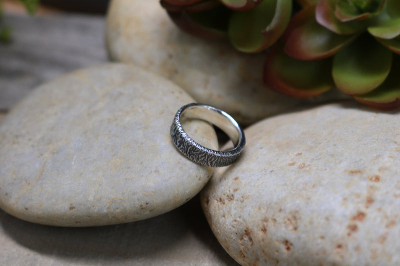 ASH Ring - Reticulated Sterling Silver Ring, 5mm wide