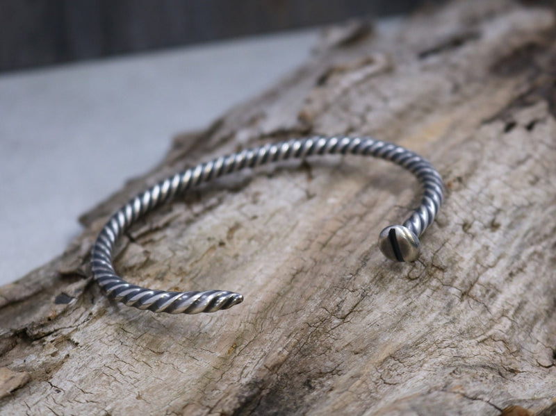 SCREW Bracelet - Oxidized Sterling Silver Screw Cuff Bracelet