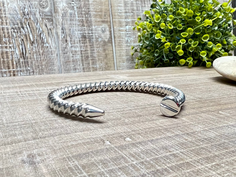 HEAVY SCREW Bracelet - Sterling Silver Heavy Screw Cuff Bracelet with Bright Polished Finish by Turner Duncan Jewelry Designs