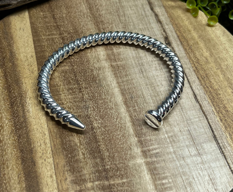 Vintage sterling silver snake cuff Bracelet artisan handmade