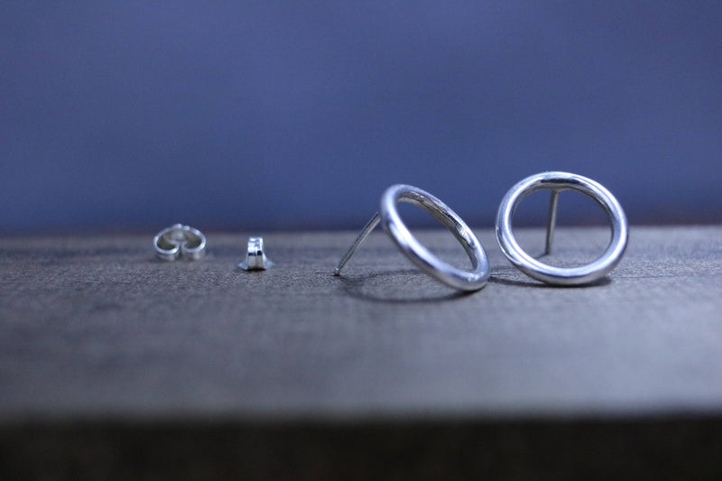 VIVI Earrings - Sterling Silver Open Circle Earrings, Stud Earrings, Geometric Earrings