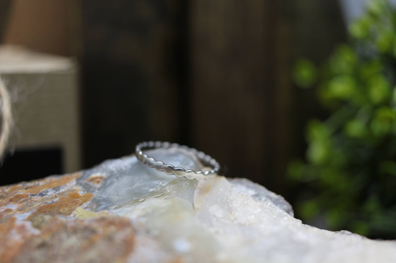 CARRIE Ring - Flattened Dot Sterling Silver Stacking Ring, Minimal Ring, Midi Ring
