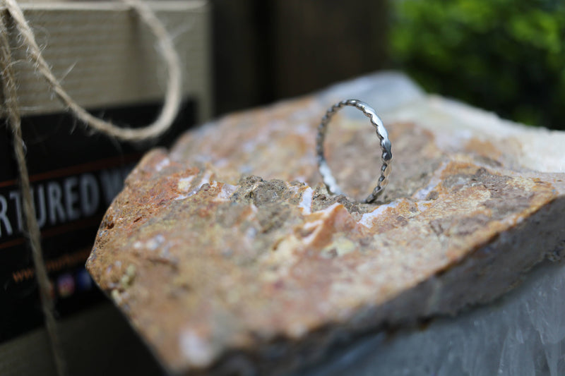 CARRIE Ring - Flattened Dot Sterling Silver Stacking Ring, Minimal Ring, Midi Ring