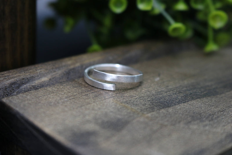 GWIN Ring - Brushed Sterling Silver Wrap Ring - 6mm wide