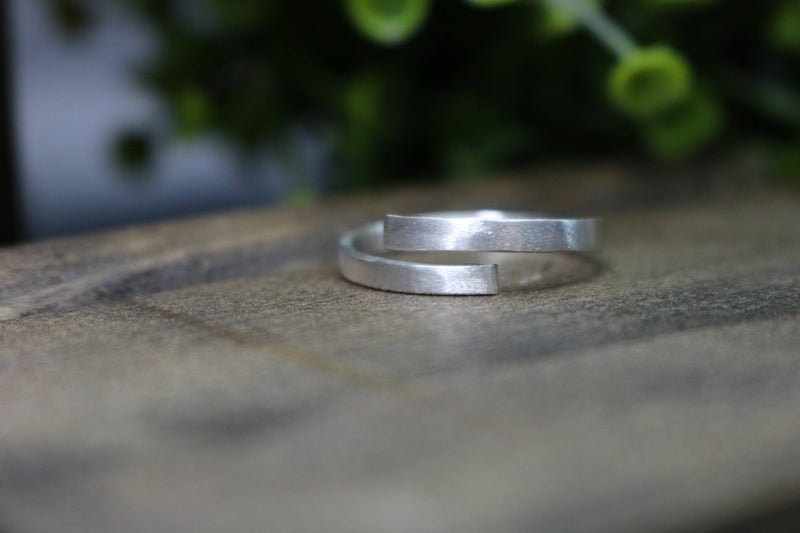 GWIN Ring - Brushed Sterling Silver Wrap Ring - 6mm wide