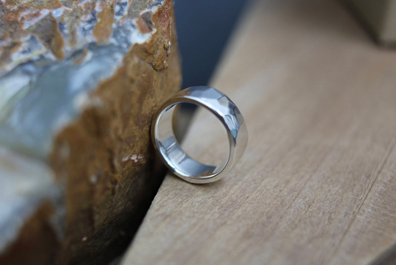 HONOR Ring - Hammered Sterling Silver Ring, 6mm wide