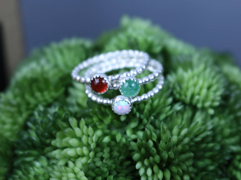 HOLIDAY Ring Sets - Sterling Silver Stacking Solitaire Ring Set