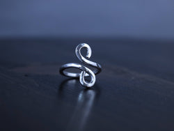 CAROL Ring - Hammered Sterling Silver Scroll Ring, Bypass Ring
