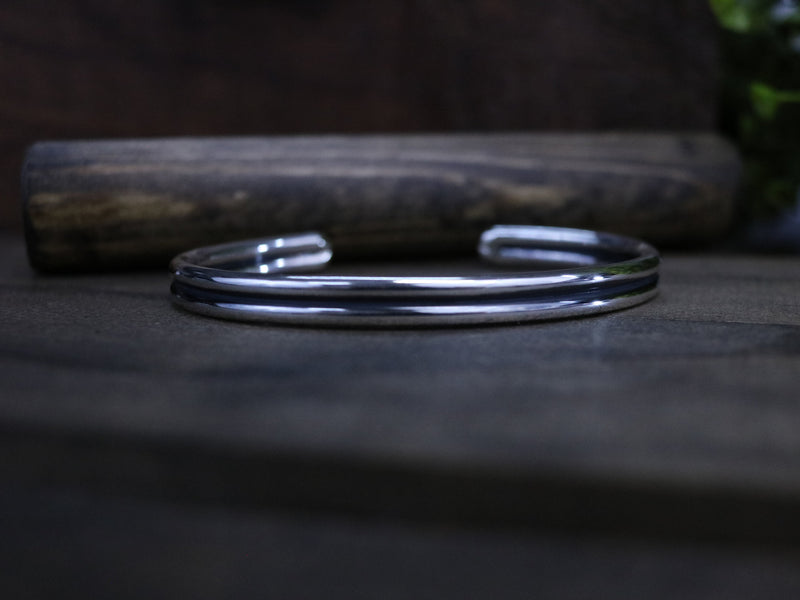 DOUGLAS Bracelet - Bright Polished Sterling Silver Double Bar Bracelet