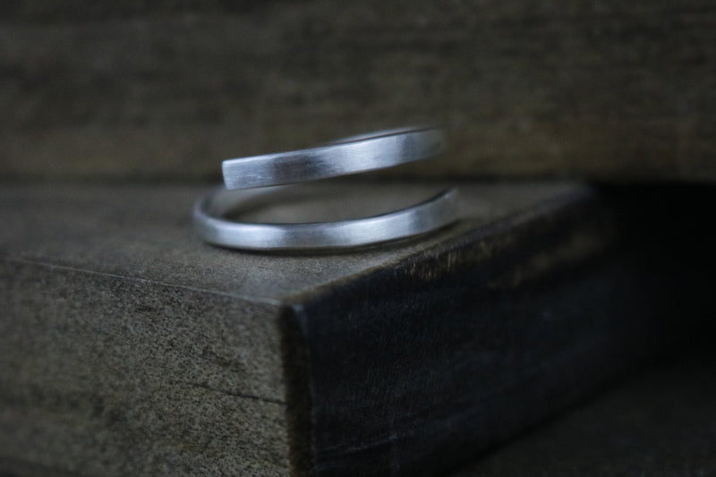 MEADOW Ring - Brushed Sterling Silver Wrap Ring - 6mm wide