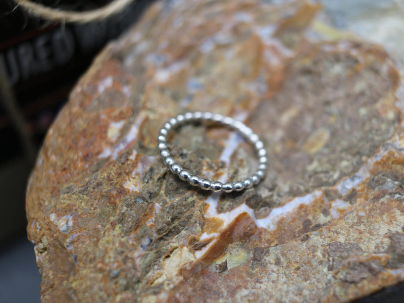 AUTUMN Ring - Full-Bead Wire Sterling Silver Stacking Ring, Minimal Ring, Midi Ring