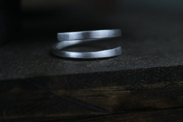 MEADOW Ring - Brushed Sterling Silver Wrap Ring - 6mm wide