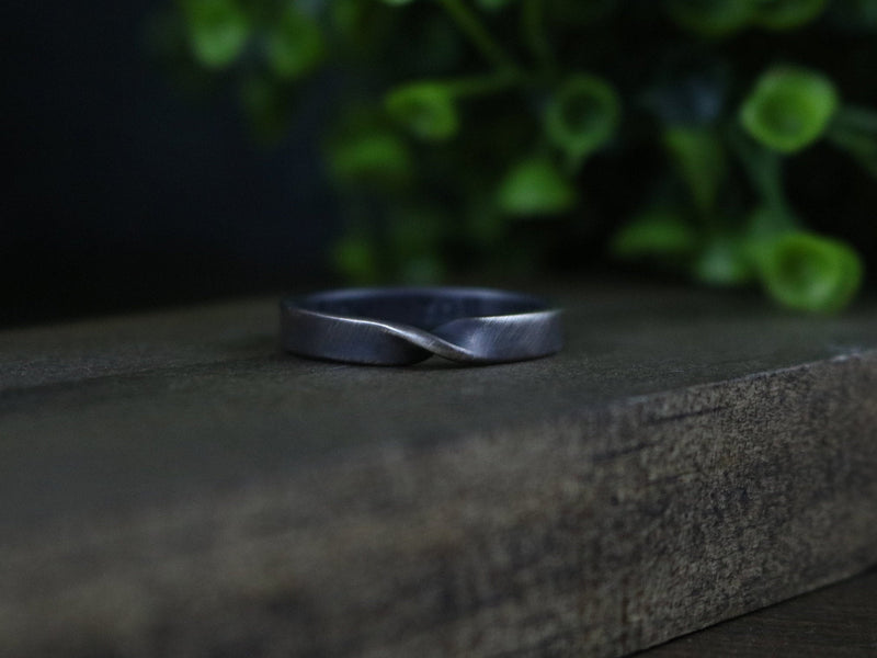 JULES Ring - Sterling Silver Mobius Ring, Brushed Oxidized Finish