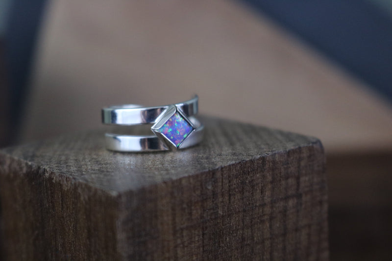 KENDALL Ring - Multi-Lavendar Opal Sterling Silver Bypass Ring