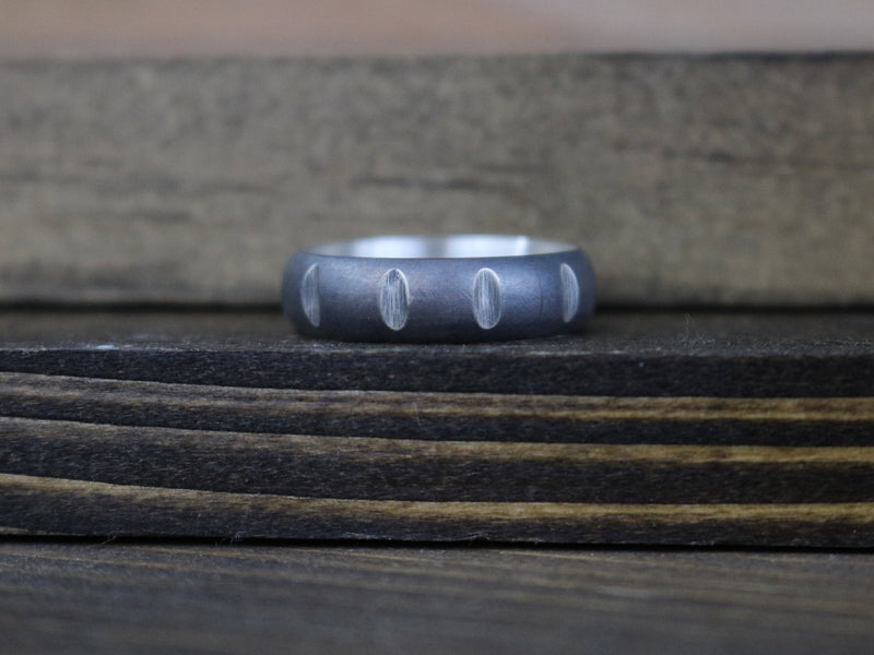 SYNYSTER Ring -  Oxidized Sterling Silver Low Dome Ring, 6mm wide, Half-Round Band, Wedding Band