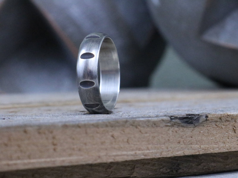 SULLIVAN Ring -  Oxidized Sterling Silver Low Dome Ring, 6mm wide, Half-Round Band, Wedding Band