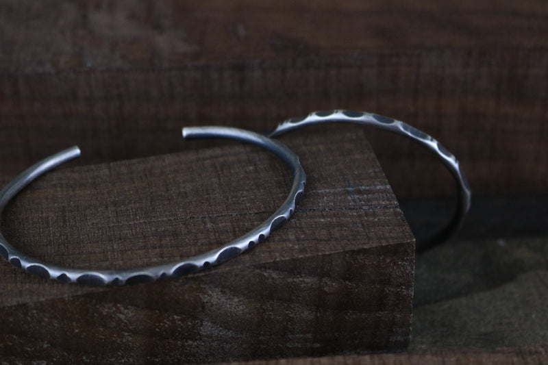 SHADOWS Bracelet - Sterling Silver Patterned Skinny Cuff Bracelet, Oxidized Finish