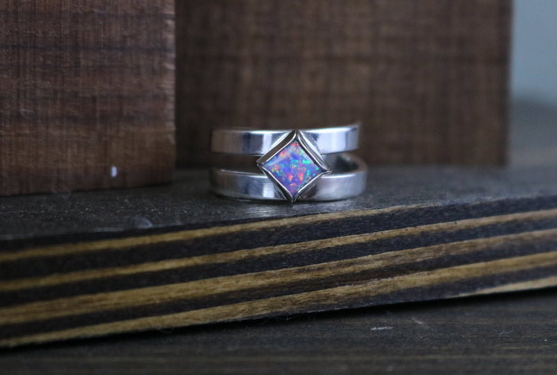 KENDALL Ring - Multi-Lavendar Opal Sterling Silver Bypass Ring