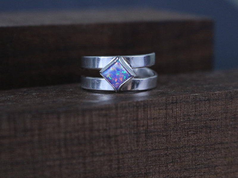 KENDALL Ring - Multi-Lavendar Opal Sterling Silver Bypass Ring