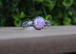 FLEUR Ring - Bubblegum Pink Opal Solitaire Ring