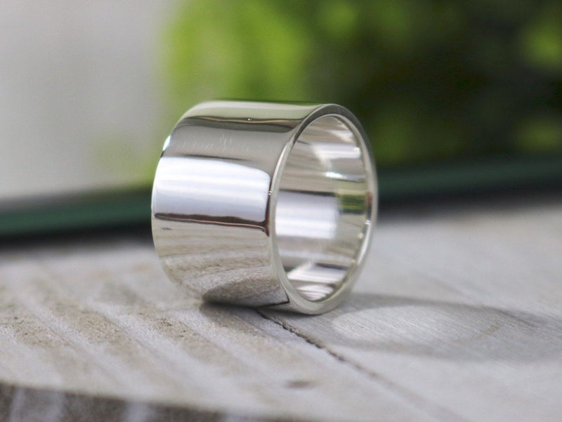 SLOAN Ring - Wide Sterling Silver Ring, Smooth Polished, 14mm wide