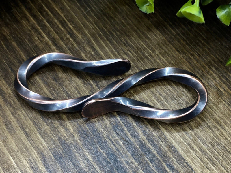 Twisted Copper Key Ring Holder with Oxidized Finish