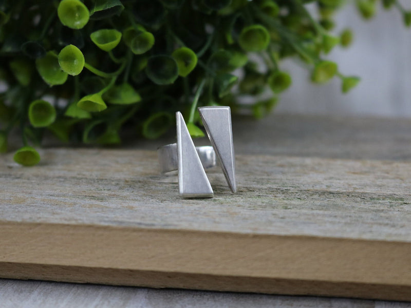LACHLAN Ring - Sterling Silver Double Triangle Ring - Geometric Ring - Every Day Ring