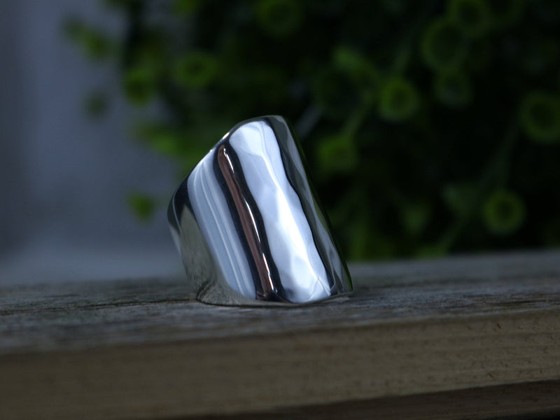 MANDY Ring - Wide Hammered Sterling Silver Ring, Statement Ring, Signet Ring, Every Day Ring