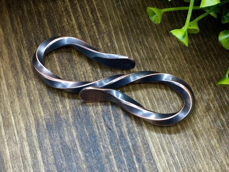 Twisted Copper Key Ring Holder with Oxidized Finish