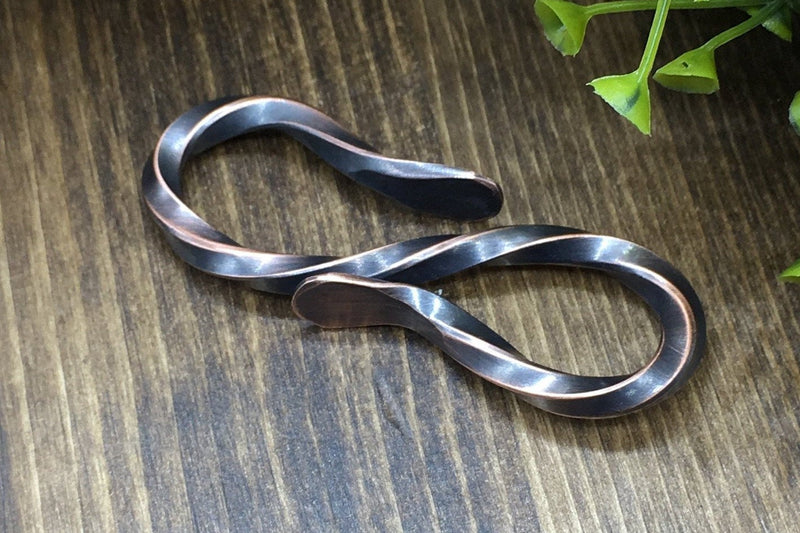 Twisted Copper Key Ring Holder with Oxidized Finish