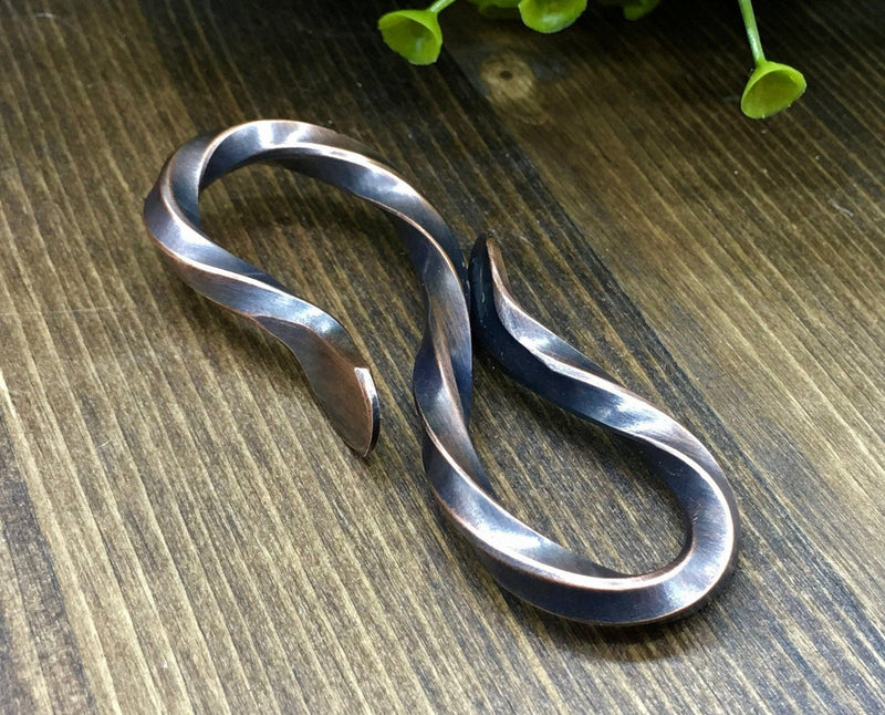 Twisted Copper Key Ring Holder with Oxidized Finish