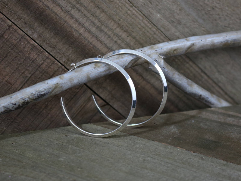 ASHLEY Earrings - Sterling Silver Triangle Wire Hoop Earrings, 1-1/2" (38 mm) diameter