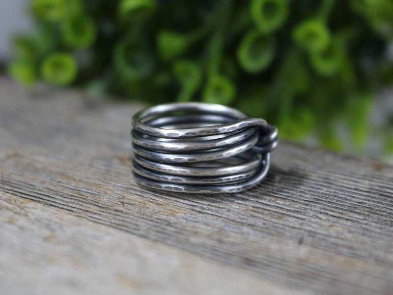 HARLOW Ring - Hammered Oxidized Wireform Sterling Silver Ring