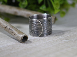 KRIS Ring - Hammered Silver Adjustable Ring, Cigar Band Ring