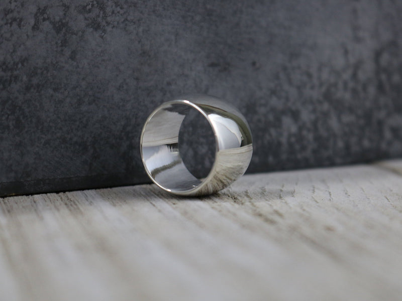 KAYE Ring - Wide Sterling Silver Ring, Smooth Polished, Low Dome, 14mm wide