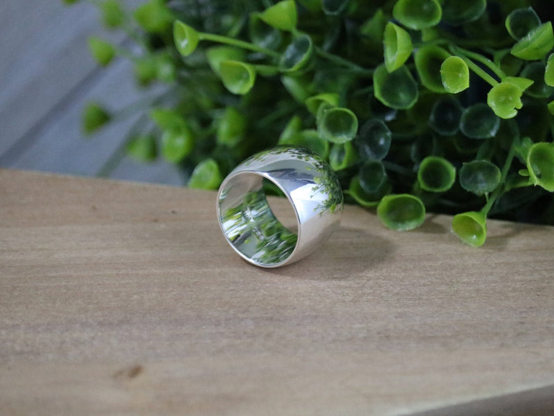 KAYE Ring - Wide Sterling Silver Ring, Smooth Polished, Low Dome, 14mm wide