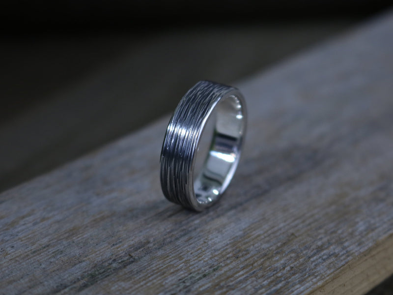 KINGSLEY Ring - Oxidized Hammered Sterling Silver Ring, 6mm wide, Every Day Ring