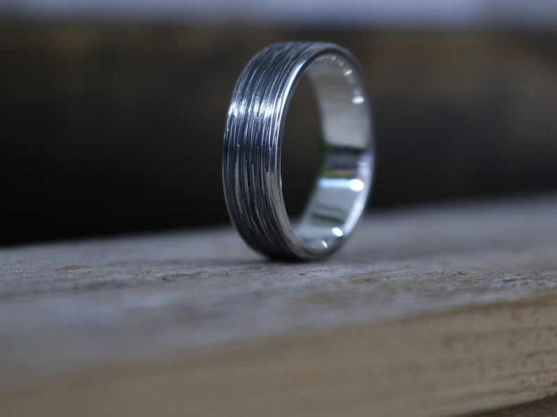 KINGSLEY Ring - Oxidized Hammered Sterling Silver Ring, 6mm wide, Every Day Ring