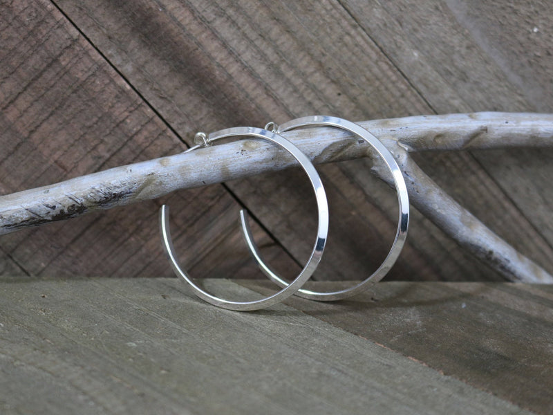 ASHLEY Earrings - Sterling Silver Triangle Wire Hoop Earrings, 1-1/2" (38 mm) diameter