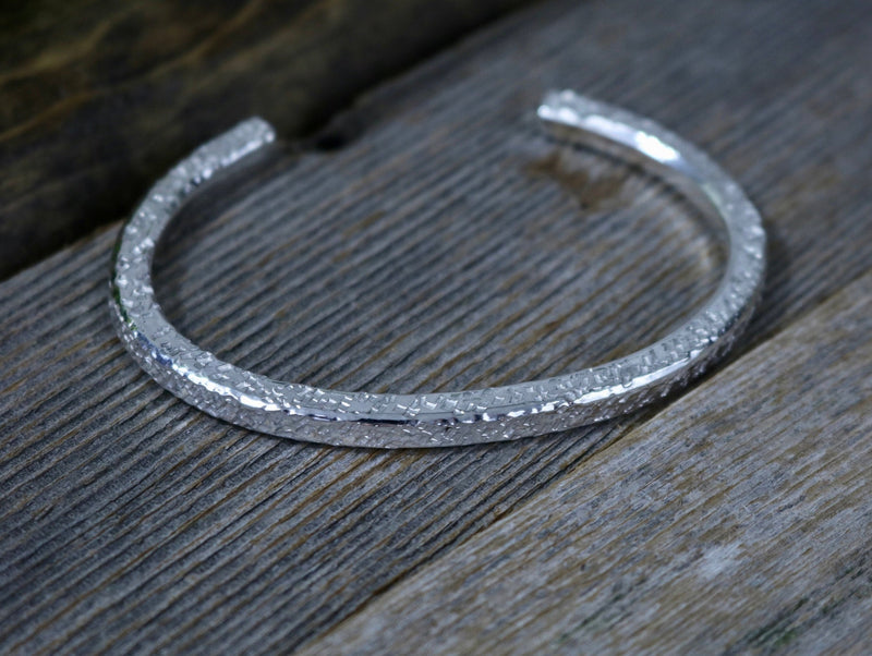 COLTON Bracelet - Hammered Sterling Silver Cuff Bracelet with Bright Polished Finish