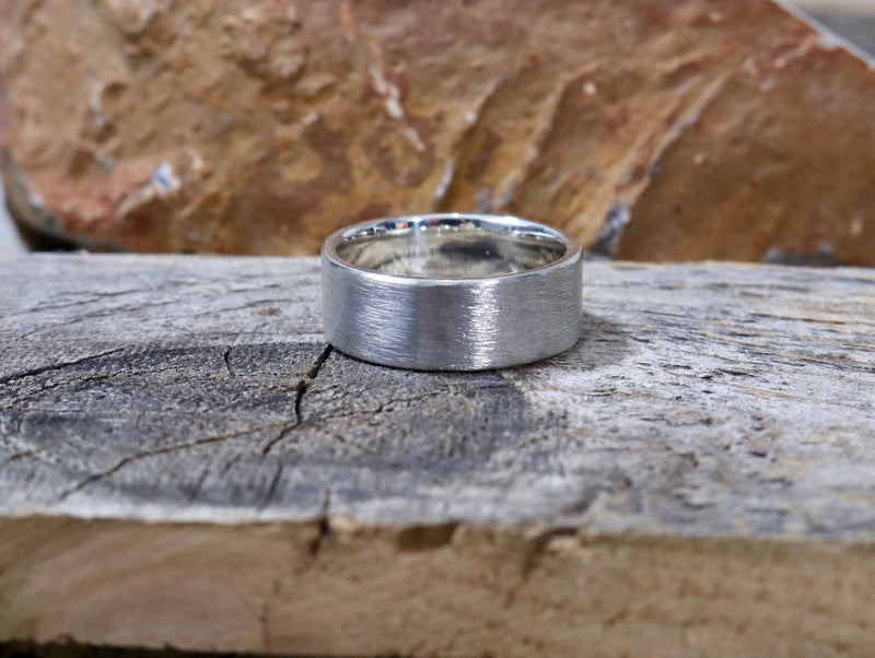 BENJAMIN Ring - Sterling Silver Ring, Brushed Finish, 8mm wide