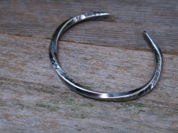 DUNCAN Bracelet - Hammered Twisted Sterling Silver Bracelet, Oxidized