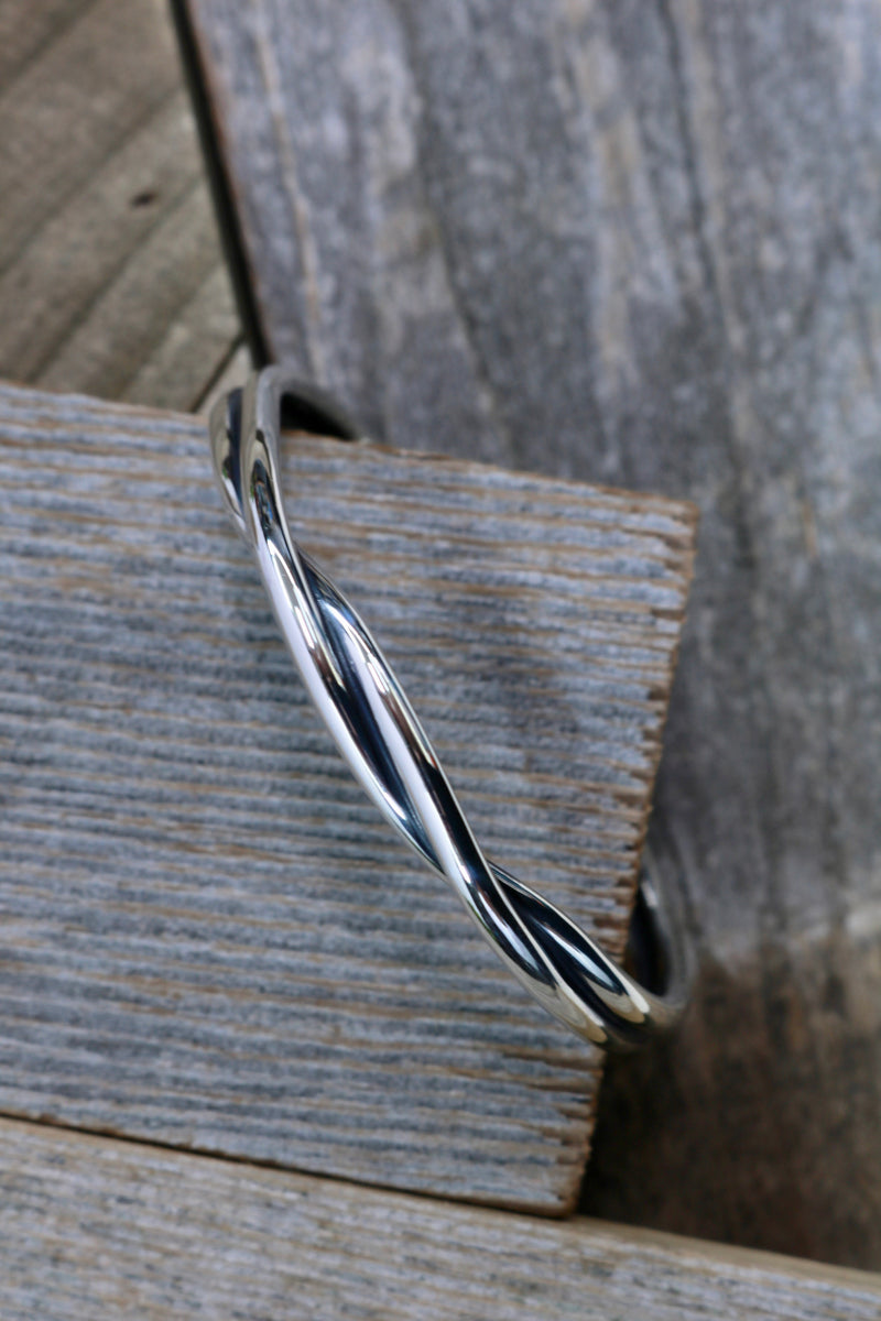 HAWKINS Bracelet - Sterling Silver Double Bar Twist Bracelet, Bright Polished